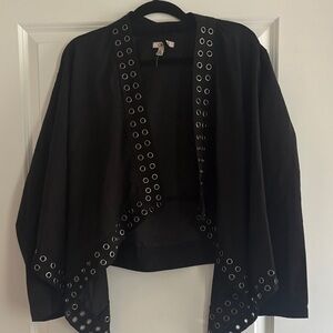 Cato Black Grommet Detail Open Shrug